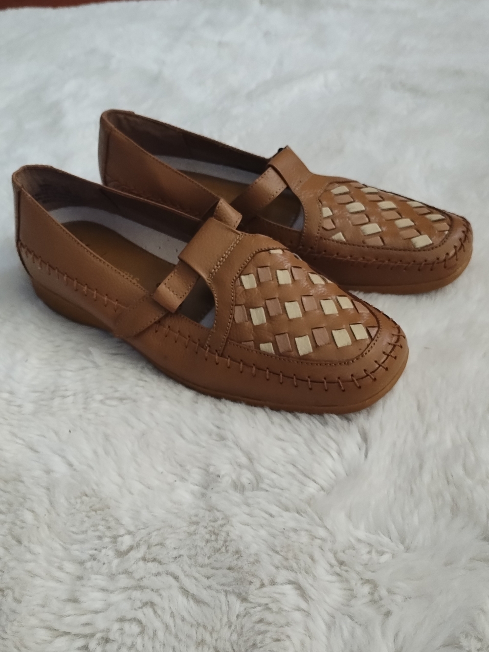 Women’s Woven Tan Slip-On Loafers